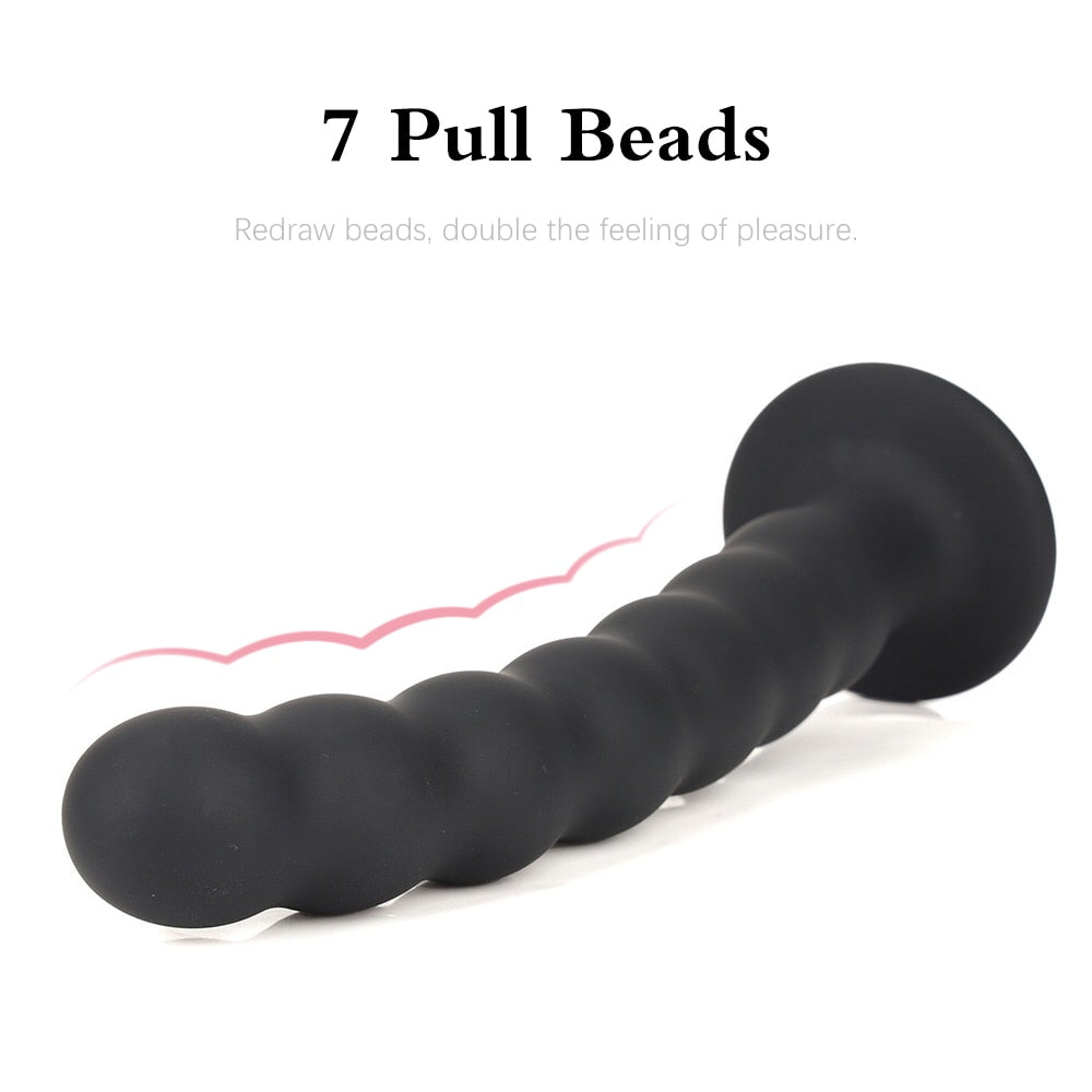 Anal Plug Prostate Massager Sex Products Vaginal Stimulator with Strong Suction Cup Silicone Bead Dildo Sex Toys for Men and Women