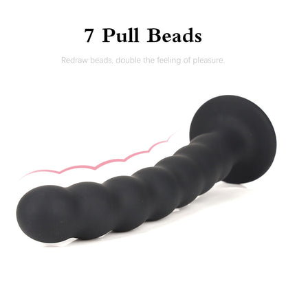 Anal Plug Prostate Massager Sex Products Vaginal Stimulator with Strong Suction Cup Silicone Bead Dildo Sex Toys for Men and Women