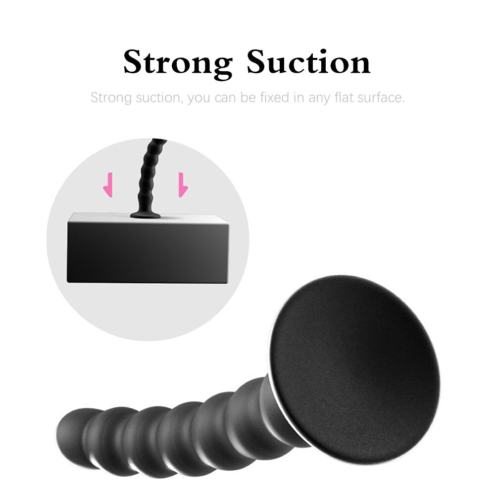 Anal Plug Prostate Massager Sex Products Vaginal Stimulator with Strong Suction Cup Silicone Bead Dildo Sex Toys for Men and Women