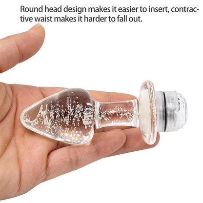 Crystal Anal Plug Vibrator Luminous Glass Plug LED Remote Control Dildo Vaginal Anal Massage Toy Buttplugs