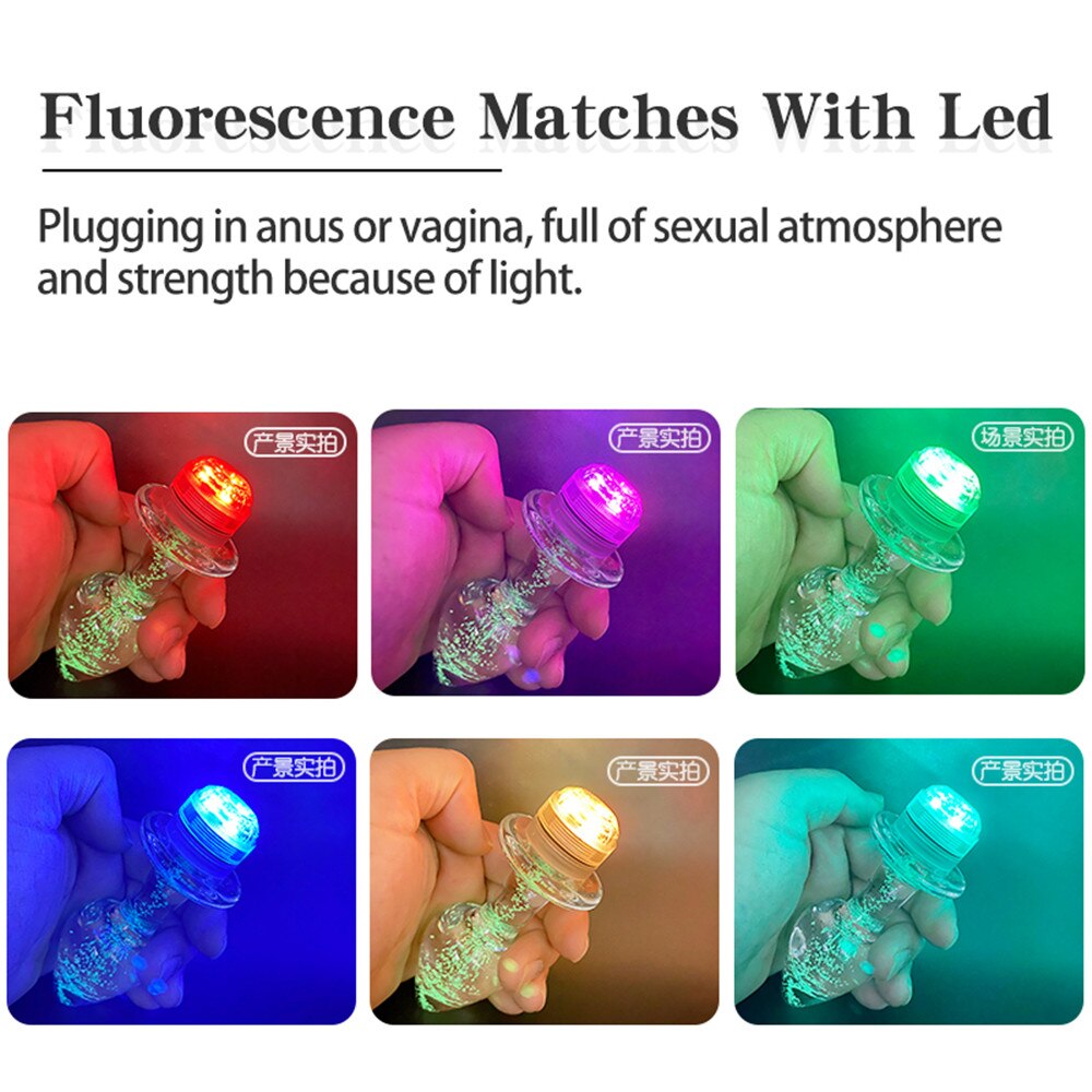 Crystal Anal Plug Vibrator Luminous Glass Plug LED Remote Control Dildo Vaginal Anal Massage Toy Buttplugs