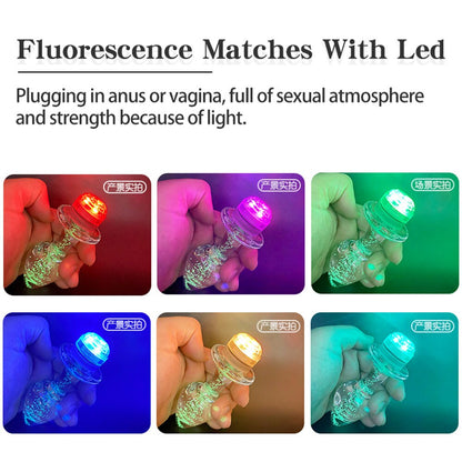 Crystal Anal Plug Vibrator Luminous Glass Plug LED Remote Control Dildo Vaginal Anal Massage Toy Buttplugs