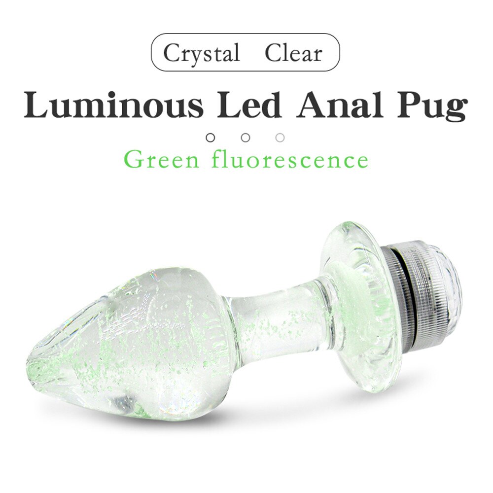 Crystal Anal Plug Vibrator Luminous Glass Plug LED Remote Control Dildo Vaginal Anal Massage Toy Buttplugs
