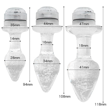 Crystal Anal Plug Vibrator Luminous Glass Plug LED Remote Control Dildo Vaginal Anal Massage Toy Buttplugs