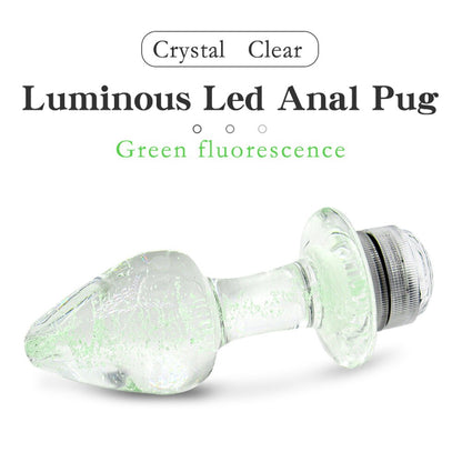Crystal Anal Plug Vibrator Luminous Glass Plug LED Remote Control Dildo Vaginal Anal Massage Toy Buttplugs