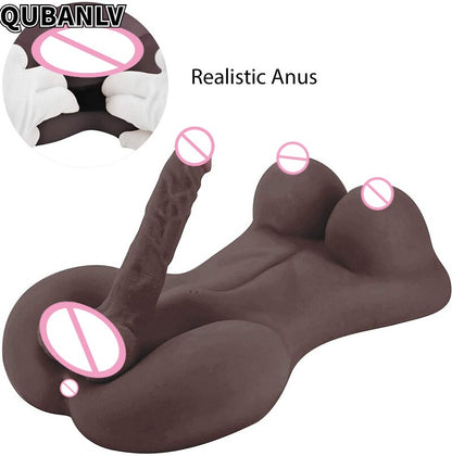 Adult Sex Toys Tight Anus Silicone Black Mannequin Torso Long Penis Half Woman Male Model Big Penis With 18+ XXX