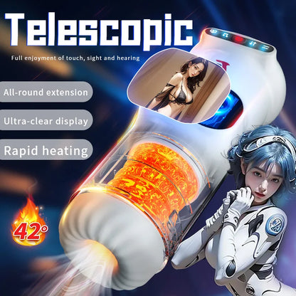 Auto Male Masturbator Cup Automatic Telescopic Thrusting Real Vagina Vibrating Masturbation Cup Blowjob Heating Sex Toy for Men