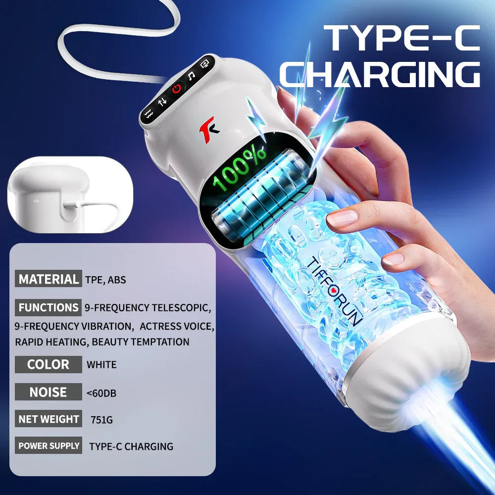 Auto Male Masturbator Cup Automatic Telescopic Thrusting Real Vagina Vibrating Masturbation Cup Blowjob Heating Sex Toy for Men