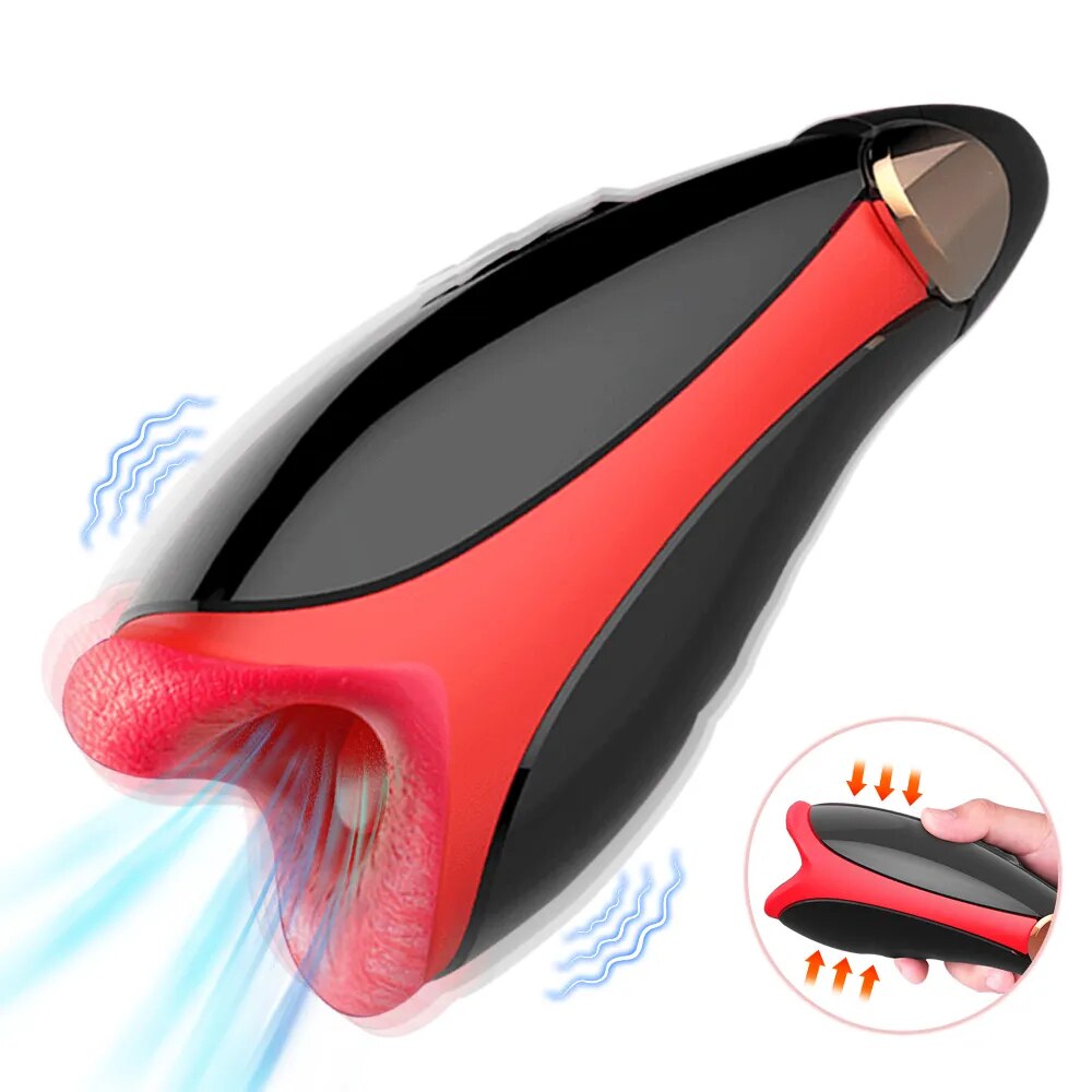 Automatic Masturbator for Men: Vibrating Deep Throat Blowjob Tongue Male Masturbation Cup Machine Sex Toys for Adult Penis