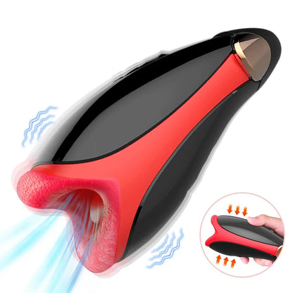 Automatic Masturbator for Men: Vibrating Deep Throat Blowjob Tongue Male Masturbation Cup Machine Sex Toys for Adult Penis