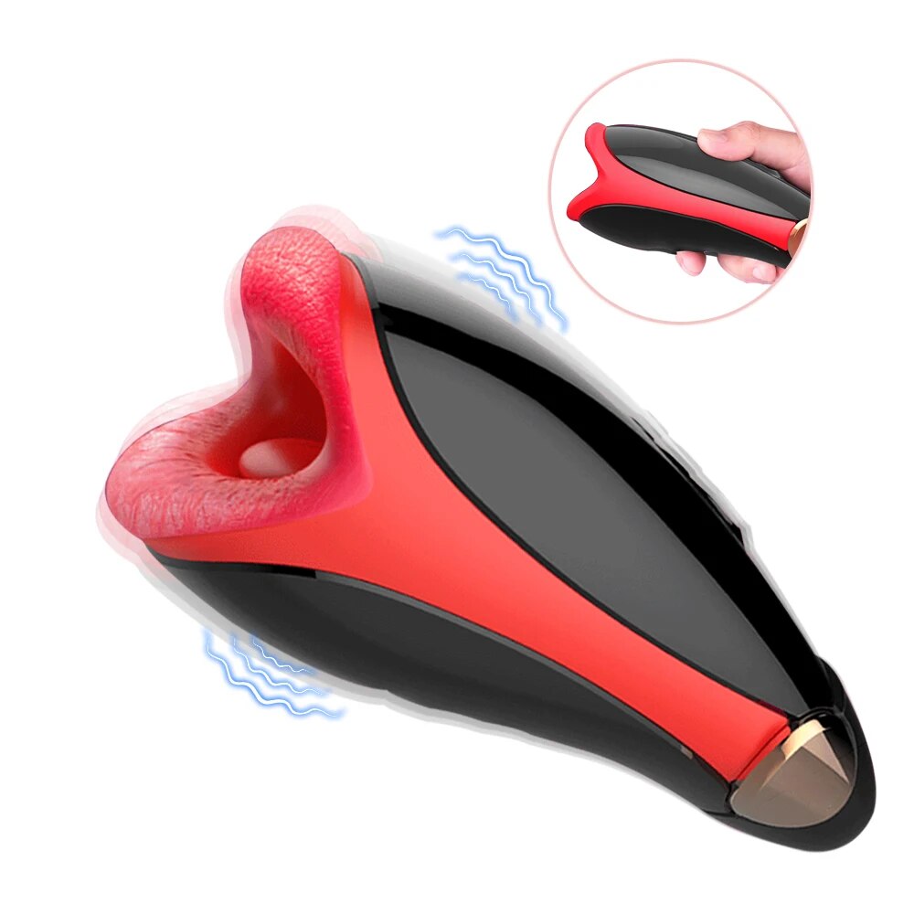 Automatic Masturbator for Men: Vibrating Deep Throat Blowjob Tongue Male Masturbation Cup Machine Sex Toys for Adult Penis