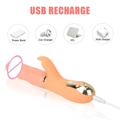 Automatic Telescopic Inflated Heated Dildos Women Vibrator Clitoris Licks Vagina Massage Anal Plug Erotic Sex Toys Big Penis