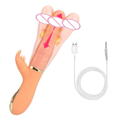 Automatic Telescopic Inflated Heated Dildos Women Vibrator Clitoris Licks Vagina Massage Anal Plug Erotic Sex Toys Big Penis