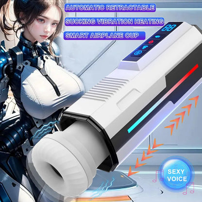 Automatic Telescopic Male Masturbator Cup Sucking Vibrating Masturbation Machine Vagina Pussy Blowjob Adult Sex Toys for Men