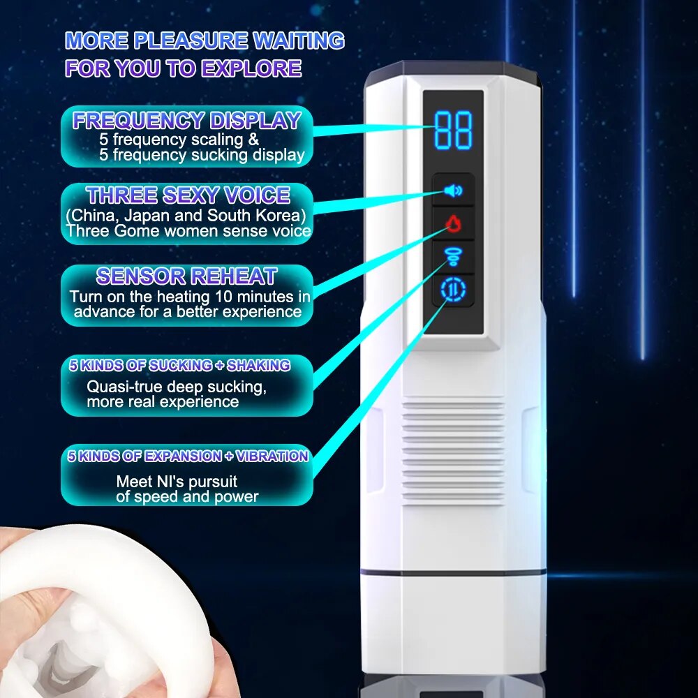 Automatic Telescopic Male Masturbator Cup Sucking Vibrating Masturbation Machine Vagina Pussy Blowjob Adult Sex Toys for Men