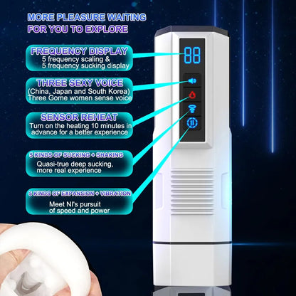 Automatic Telescopic Male Masturbator Cup Sucking Vibrating Masturbation Machine Vagina Pussy Blowjob Adult Sex Toys for Men