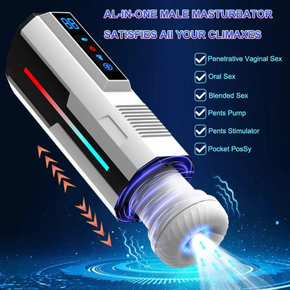 Automatic Telescopic Male Masturbator Cup Sucking Vibrating Masturbation Machine Vagina Pussy Blowjob Adult Sex Toys for Men
