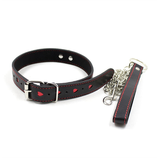 BDSM Adjustable PU Leather Chain Collar with Leash Sex Bondage Fetishes Necklace Adult Game for Woman Neck Ring Sex Toys