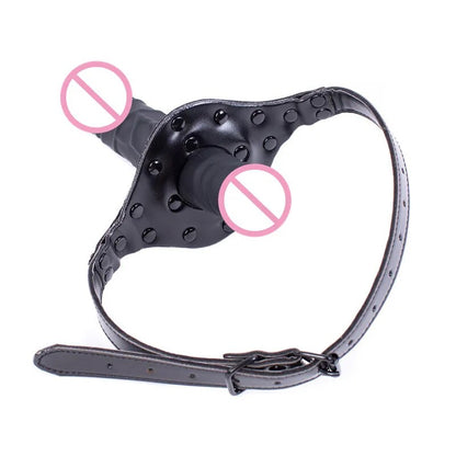 BDSM Sex Slave Mouth Gags Pair Head Bondage Restraints Real Dildo Open Mouth Gag Ball Oral Sex Toys for Women Men