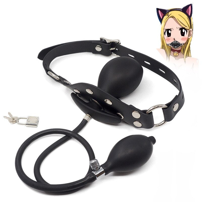 BDSM Super Huge Mouth Gag Strapless Inflatable Expansion Open Mouth Gag Restraint Bondage Adult Sex Toys for Women Couples Slave