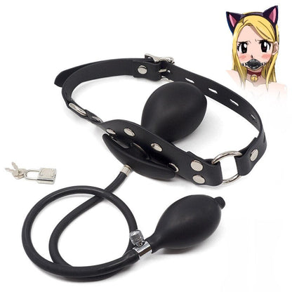 BDSM Super Huge Mouth Gag Strapless Inflatable Expansion Open Mouth Gag Restraint Bondage Adult Sex Toys for Women Couples Slave