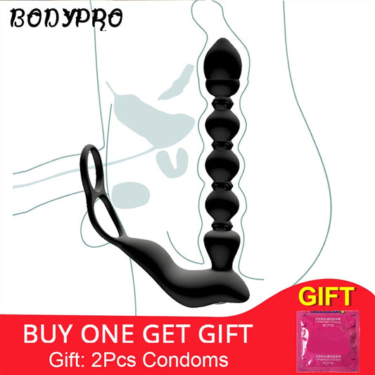 BODYPRO Male Prostate Massage Vibrator Penis Vibrator Ring Anal Plug Stimulator Butt Plug Delay Ejaculation Ring Toy for Men