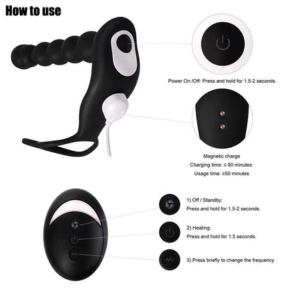 BODYPRO Male Prostate Massage Vibrator Penis Vibrator Ring Anal Plug Stimulator Butt Plug Delay Ejaculation Ring Toy for Men