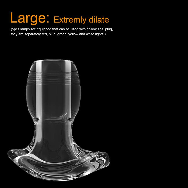 BDSM Anal Dilator Hollow Anal Plug Glowing Dildo Big Butt Plug with LED Buttplug Men Prostate Massage Sex Toys Vagina Extender