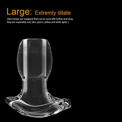 BDSM Anal Dilator Hollow Anal Plug Glowing Dildo Big Butt Plug with LED Buttplug Men Prostate Massage Sex Toys Vagina Extender