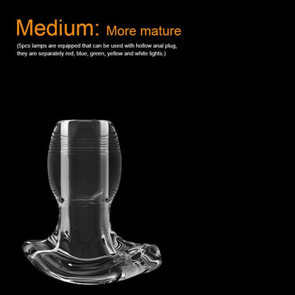 BDSM Anal Dilator Hollow Anal Plug Glowing Dildo Big Butt Plug with LED Buttplug Men Prostate Massage Sex Toys Vagina Extender