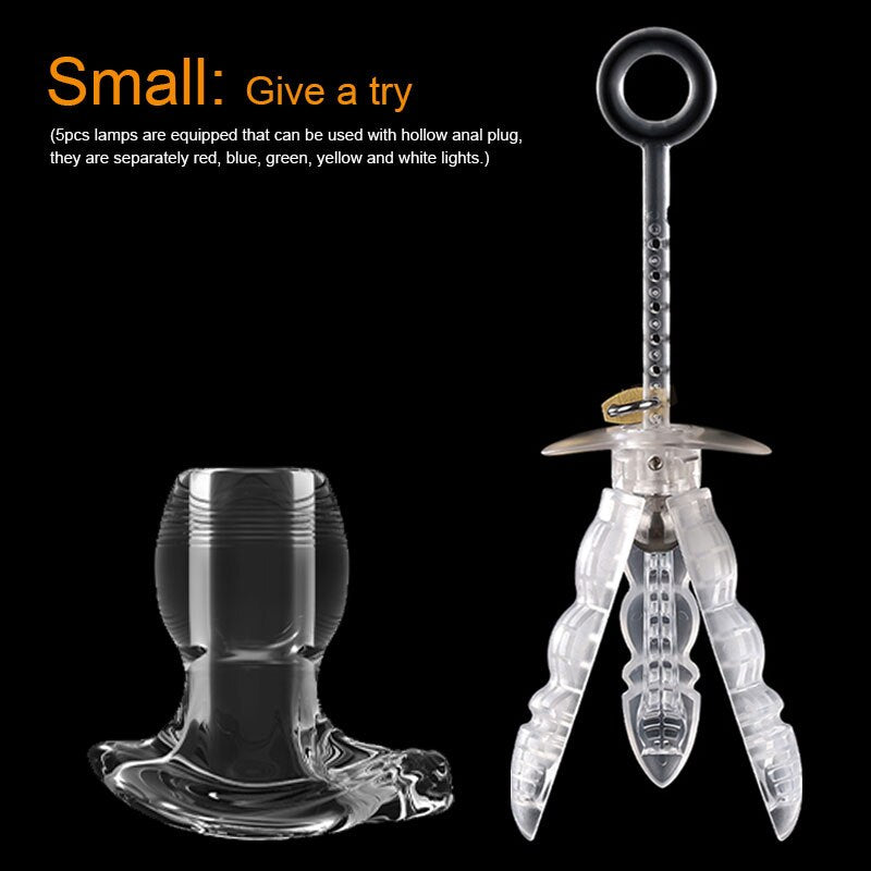 BDSM Anal Dilator Hollow Anal Plug Glowing Dildo Big Butt Plug with LED Buttplug Men Prostate Massage Sex Toys Vagina Extender