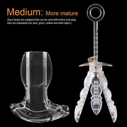 BDSM Anal Dilator Hollow Anal Plug Glowing Dildo Big Butt Plug with LED Buttplug Men Prostate Massage Sex Toys Vagina Extender