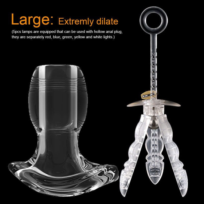 BDSM Anal Dilator Hollow Anal Plug Glowing Dildo Big Butt Plug with LED Buttplug Men Prostate Massage Sex Toys Vagina Extender