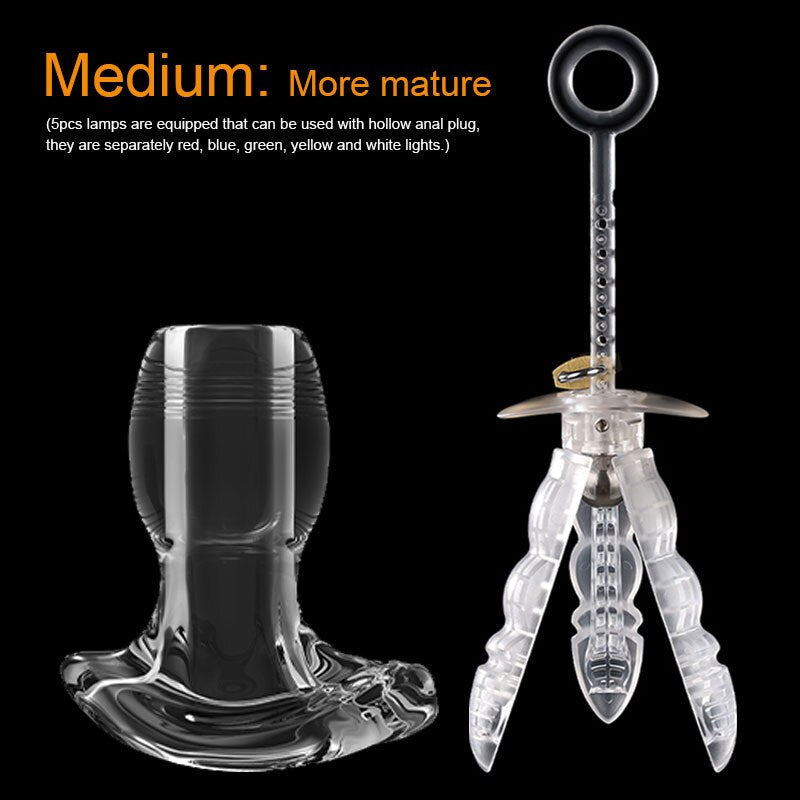 BDSM Anal Dilator Hollow Anal Plug Glowing Dildo Big Butt Plug with LED Buttplug Men Prostate Massage Sex Toys Vagina Extender