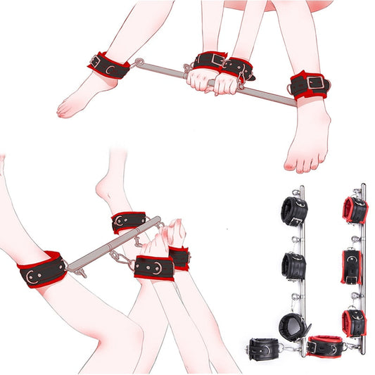 BDSM Bondage Removable Stainless Steel Spreader Bar Sex Slave Handcuffs Ankle Cuffs Open Leg Restraint SM Cosplay Couple Sex Toy