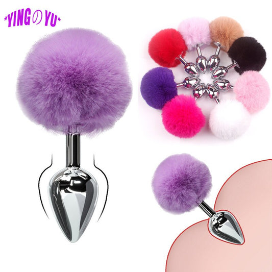 Bunny Tail Fur Butt Anal Plug Toy Stainless Steel Smooth Touch Metal Butt Plug Sex Toys for Women Men Gay Adult Sex Products