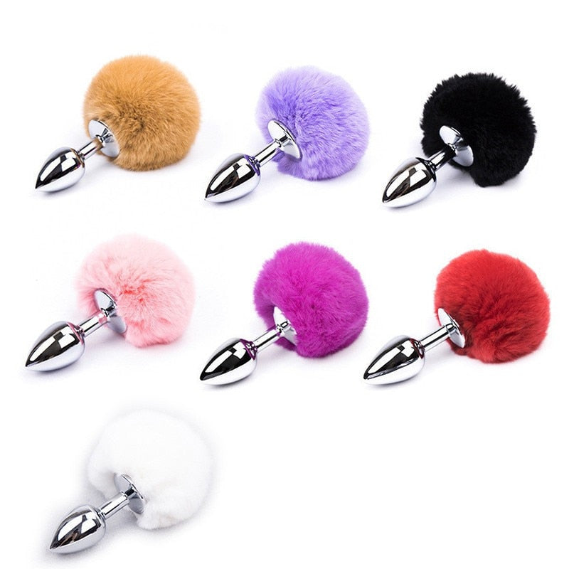 Bunny Tail Fur Butt Anal Plug Toy Stainless Steel Smooth Touch Metal Butt Plug Sex Toys for Women Men Gay Adult Sex Products