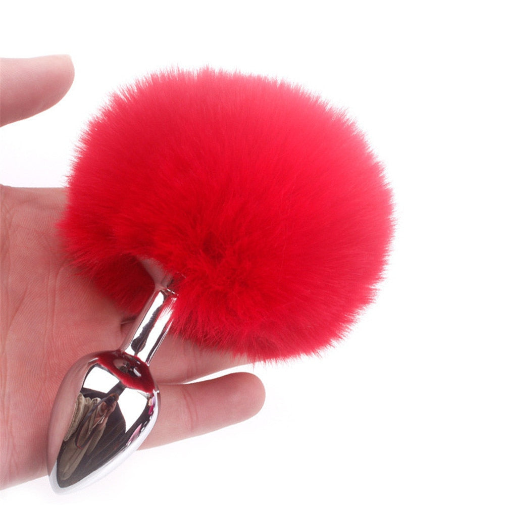 Bunny Tail Fur Butt Anal Plug Toy Stainless Steel Smooth Touch Metal Butt Plug Sex Toys for Women Men Gay Adult Sex Products