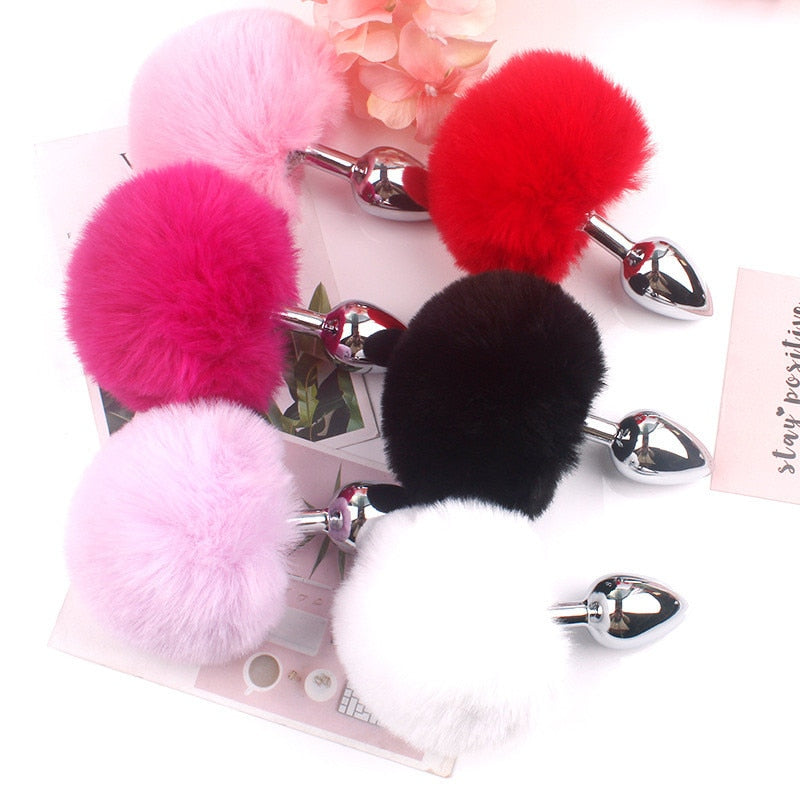 Bunny Tail Fur Butt Anal Plug Toy Stainless Steel Smooth Touch Metal Butt Plug Sex Toys for Women Men Gay Adult Sex Products
