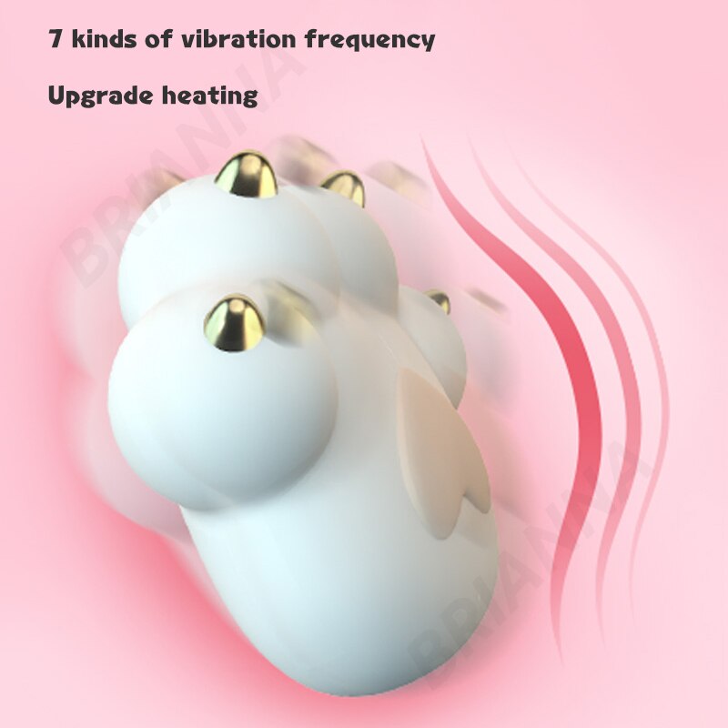 Cat Paw Vibrator, Cute Soft Silicone Cartoon Cat Paw Clitoral Stimulator Vibrator, Heating & Rechargeable for Female Massage