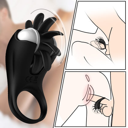 แหวนอวัยวะเพศชาย Cock Vibrator สำหรับคู่ผู้หญิงเลีย Vibrating ช่องคลอด Clit Stimulator G จุด Orgasm ล็อคชาย Cockring สำหรับผู้ชายของเล่น