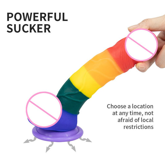Rainbow Silicone Dildo with Suction Cup Large Sex Toys Comfort for Women Men Fake Penis Big Dick Butt Anal Plug Porn Shop