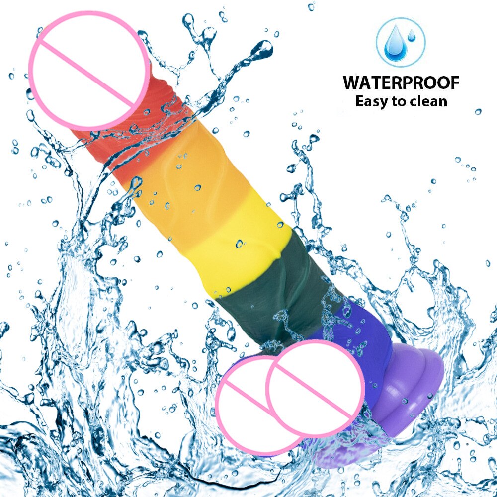 Rainbow Silicone Dildo with Suction Cup Large Sex Toys Comfort for Women Men Fake Penis Big Dick Butt Anal Plug Porn Shop