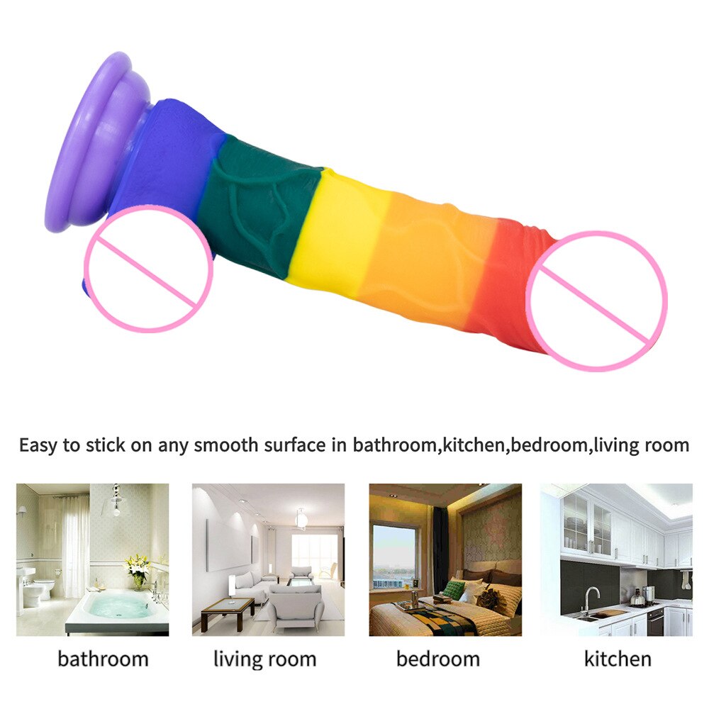 Rainbow Silicone Dildo with Suction Cup Large Sex Toys Comfort for Women Men Fake Penis Big Dick Butt Anal Plug Porn Shop