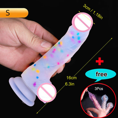 Realistic Confetti Dildo Silicone Dildo with Suction Cup for Hands-Free Play. Realistic Penis for Women and Couples