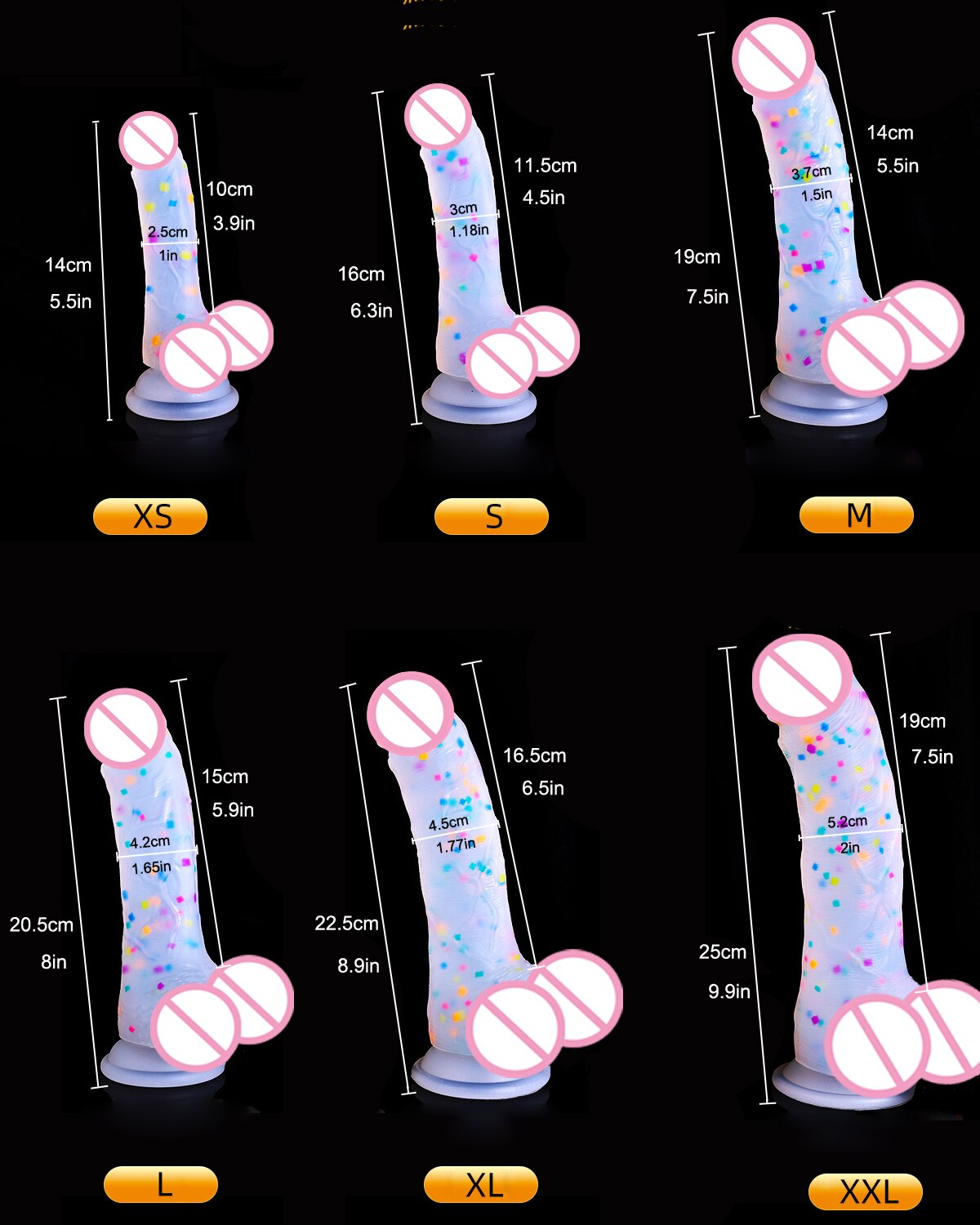Realistic Confetti Dildo Silicone Dildo with Suction Cup for Hands-Free Play. Realistic Penis for Women and Couples