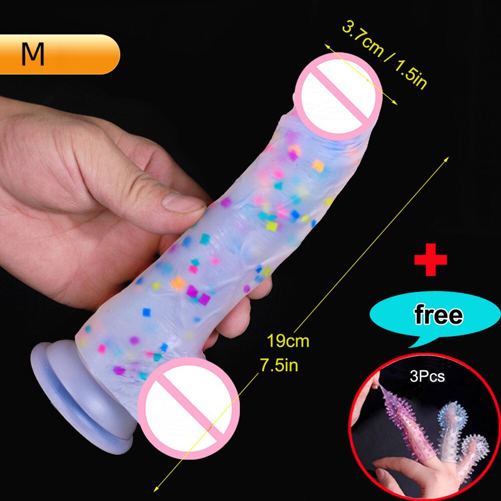 Realistic Confetti Dildo Silicone Dildo with Suction Cup for Hands-Free Play. Realistic Penis for Women and Couples