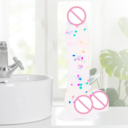 Realistic Confetti Dildo Silicone Dildo with Suction Cup for Hands-Free Play. Realistic Penis for Women and Couples