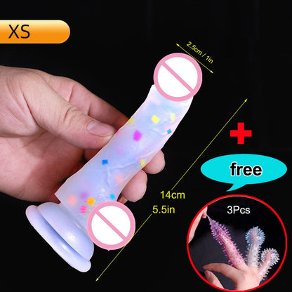 Realistic Confetti Dildo Silicone Dildo with Suction Cup for Hands-Free Play. Realistic Penis for Women and Couples