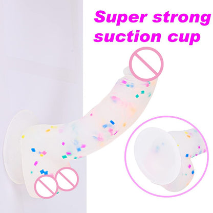 Realistic Confetti Dildo Silicone Dildo with Suction Cup for Hands-Free Play. Realistic Penis for Women and Couples